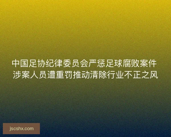 中国足协纪律委员会严惩足球腐败案件 涉案人员遭重罚推动清除行业不正之风